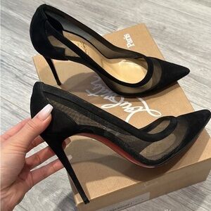 Christian Louboutin black suede Galativi heels